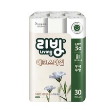 리빙 에코스마일 3겹 22m 30롤 화장지, 30개, 30개입