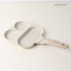 [파격사은품] 모니카 IH 인덕션 에그팬 후라이팬 원형 3구, 1개, 18.5cm