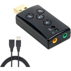 USB 사운드 카드 스테레오 3.5mm 오디오 어댑터 to AUX 케이블 Windows Mac Linux PC 노트북 데스크톱용 내장 칩 PS4 PS5 블랙 헤드폰