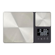 듀얼 디지털 주방 및 식품용 저울 최대 5kg 454g 측정 가능 정밀 블랙 스틸, Black