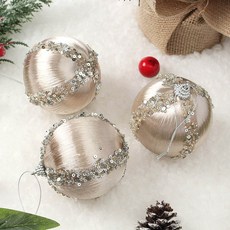 샴페인골드 글리터 장식볼 3p(8cm) (실키프린세스), 단일사이즈