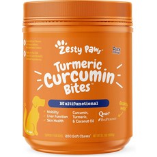  강아지 영양간식 유기농 강황 커큐민 95% 조인트 관절건강 소화제 면역성 코코넛오일 바이오페린, 1개, 250카운트(1팩) + 오리 