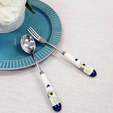 파뷔에 - 티스푼 티포크 -1p /카페 홈카페 과일 커피 디저트, 올리브그린, 1개