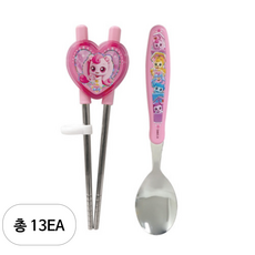 르번 국산 캐치티니핑2 스푼 양손 교정 젓가락 세트, 혼합색상, 13세트