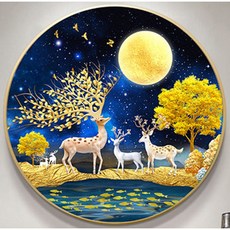 더라이트 DIY 보석 십자수 황금나무 사슴 3D (주문제작) 20110440, 40*40cm, 원형비즈