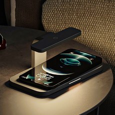 맥로이드 LED 3단 조절 무드등 무선 충전 패드 핸드폰 고속 충전기, 타탄그레이