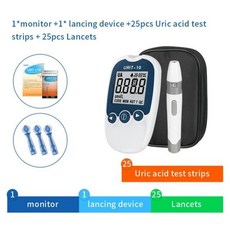 URIT 10 mmol 가정용 요산 모니터 통풍 및 감지 측정 용 25 개의 테스트 스트립 랜싯 포함, 02 1meter25trips - uwatec