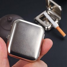 미니 휴대용 재떨이 뚜껑 재털이 흡연실, 1개, 실버
