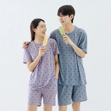여름 커플잠옷 쿨 냉감 냉장고 반팔 잠옷 세트 돌핀