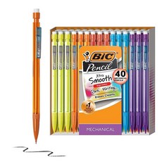 BIC Xtra-Smooth 지우개 포함 샤프 펜슬 브라이트 에디션 미디엄 포인트 (0.7mm) 40개 팩 학교 또는 사무용품용 벌크, 기본