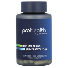 ProHealth Longevity 트랜스-레스베라트롤 플러스 1000mg 캡슐 60정(캡슐당 500mg), ProHealth Longevity 트랜스-..., 1개, 60정