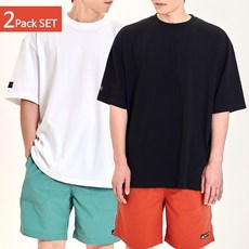 블랙맘바 무지 오버핏 반팔티 2팩 세트(1+1)