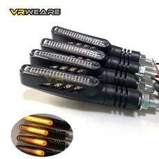 Honda Yamaha Kawasak용 LED 방향 지시등 오토바이 점멸 화살표 라이트 4PCs, 01 WHITE