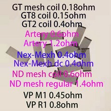 교체 코일 GT 메쉬 GT2 GT8 스카이 솔로 플러스 NRG ND 메쉬 일반 동맥 PAL 2 nex-메쉬 OFRF vp M1 R1 탱크, 10 nex-Mexh dc 0.4ohm