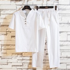 린넨 모시적삼 반팔 바지 정장 세트 어른 생활 한복 개량 계량 전통 근무복 법복 절복