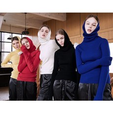 플로라 겨울 가을 목폴라 긴 소매 풀오버 후드 양털 울셔츠 여성 슬림 스웨터 트렌드