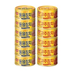 동원참치 살코기참치통조림85g 6p + 고추참치통조림85g 6p, 85g, 12개