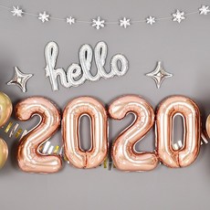 파티마트 2020 숫자 은박풍선 세트, 은박풍선세트 2020 [중] 로즈골드