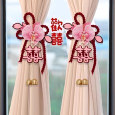 줄 정리 묶기 가정용 꽃 커튼 타이백 태슬 플라워 장식 홀더, 희화커튼밴드2개(연분나비난방울)완제품배송, 1개