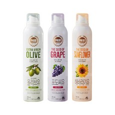 (메카몰) 해표 오일스프레이 3종 250ml 올리브유+포도씨유+해바라기유, 1세트