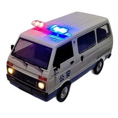 RC카 다마스 밴 오프로드 완구 카 선물용 자동차 장난감, 화이트 경찰차 금속 변속기 3700ma
