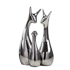 EOM 거실 사무실 장식용 세라믹 조각품 그림 (3은 사슴 가족) [Silver] - E00960896NXC698, Silver