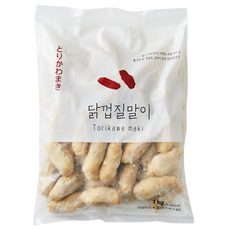 닭껍질말이 1kg 토리가와 이자카야 튀김 토핑 만두 닭껍질교자 술안주 호프 간식 마로푸드, 1개
