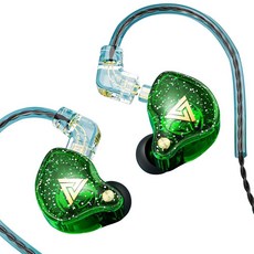 KASOTT QKZ AK6 PRO 인이어 헤드폰 IEM 이어폰 KZ 유선 모니터 HiFi 게이밍 이어버드 3.5mm L 타입 금 도금 핀 탈착식 케이블 (그린) 170315
