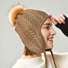 귀마개 뉴타입 캐시미어 여성모자 겨울두터운 귀보호 보온 여우 골프공포함 모자야외 바이크 모자 비니모자 캐주얼