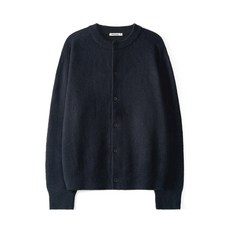 엑스컨테이너 미니멀 버튼 라운드넥 가디건 (다크 네이비)