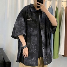 생활도움 남방남방트렌드멋쟁이남방루즈핏나염망레드ins형셔츠7부캐쥬얼코트