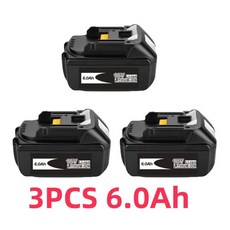 마키타 충전식 전동 공구 배터리 LED 리튬 이온 교체 LXT BL1860B 18V 18.0Ah, 11 3PCS 6.0Ah