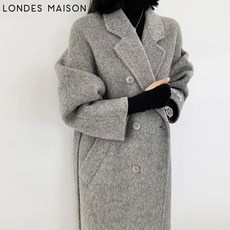 론데즈 여성 겨울 울 캐시미어 실크 루즈핏 래글런 소매 양면 도톰 롱 코트 7컬러