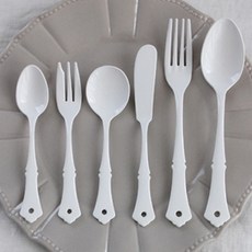 (일본) 클래식 법랑 커트러리 버터나이프 스푼 포크 화이트 디저트식기 (8type), 패티포크, 1개