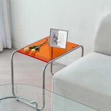 비니쿤카 아크릴 사이드 테이블 거실 쇼파 소파 투명 테이블 협탁 카페테이블, Orange(오렌지) Orange(오렌지)