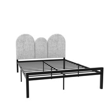 북유럽 더블 킹 퀸 침대프레임 침실 철제 신혼 침대 2, 그레이/블랙프레임_1200x2000mm