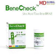 BeneCheck 베네첵 요산 시험지 25매 알콜스왑25매증정 1개 25개입