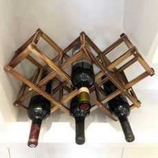 나무 와인 랙 가정용 접이식 와인병 보관 선반 홈 인테리어 용품, 03 Brown 10 Bottles, 1개