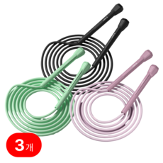 아카츠키 줄넘기 안꼬이는 슬림 3P, 검정+민트+보라, 3개 검정+민트+보라, 3개