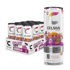 셀시우스 CELSIUS Sparkling Galaxy Vibe Functional Essential Energy Drink 12 Fl Oz (Pack of 12) 277308, 스파클링 판타지 바이브, 1개, 355ml, 1개
