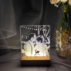 자체제작 10cm 아크릴무드등 커플 결혼 신혼 센스있는 선물 네온사인 웨딩 사진각인, 우드