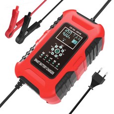 FOXSUR 자동 배터리 충전기 디지털 LCD 디스플레이 전원 펄스 수리 젤 습식 AGM LiFePo4 용 12V-24V 10A, 01 EU-Plug ( Red )