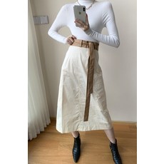 무지 COS 무드 20 겨울 가을 베이지 블러킹 하프기장 하이웨이스트 날씬해 보이는 계 허리벨트 스커트
