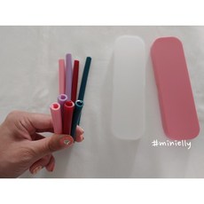 에이비라이프 실리콘 빨대 4종 + 케이스 1종 세트 세척솔이 필요없는 개방형 재사용 빨대, 핑크, 1세트