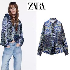 자라 패치워크 실크 새틴 셔츠 블라우스 zara 가을