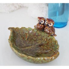 정원꾸미기 화분장식 도자기 부엉이수반 새싹식물