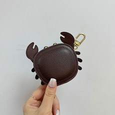 여성용 게 가방 펜던트 열쇠 고리 립스틱 동전 지갑 창의적인 귀여운 소녀 헤드셋 가방 발렌타인 데이 걸, 02 Coffee color, 1개