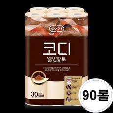 코디 웰빙황토 천연펄프 화장지 3겹 27m, 3개, 30롤 - 코디세븐