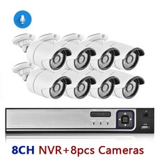 영어 설명서 새로운 4K 초고화질 8MP H.265 POE NVR 보안 시스템 키트 야외 방수 운동 검측 CCTV IP 카메라 오디오 영상 기록 장치, 2T, 8채널 NVR 및 8카메라