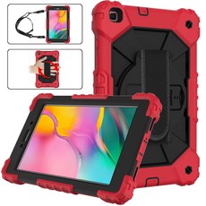 삼성 갤럭시탭 A 8.0(2019) SM-T290 SM-T295 충격 방지 덮개 태블릿 스탠드 케이스, Red+Black